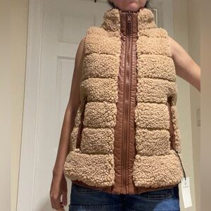 Tuckernuck Tan Sherpa Vest with Pieced Stripes- One of a Kind!